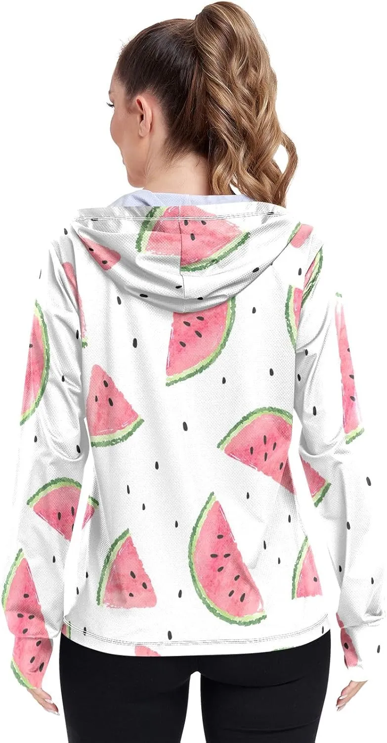 GAIGEO Cute Rabbit Doodle Style Women Jacket Breathable Women Uv Protection Clothing UPF 50 , with Zip Pockets, S