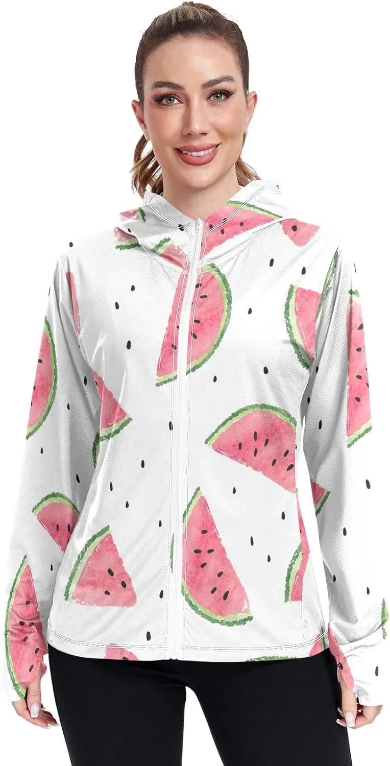 GAIGEO Cute Rabbit Doodle Style Women Jacket Breathable Women Uv Protection Clothing UPF 50 , with Zip Pockets, S