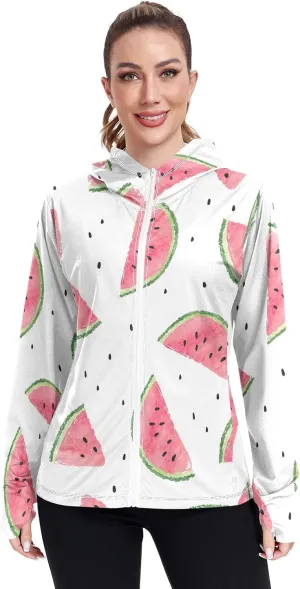 GAIGEO Cute Rabbit Doodle Style Women Jacket Breathable Women Uv Protection Clothing UPF 50 , with Zip Pockets, S