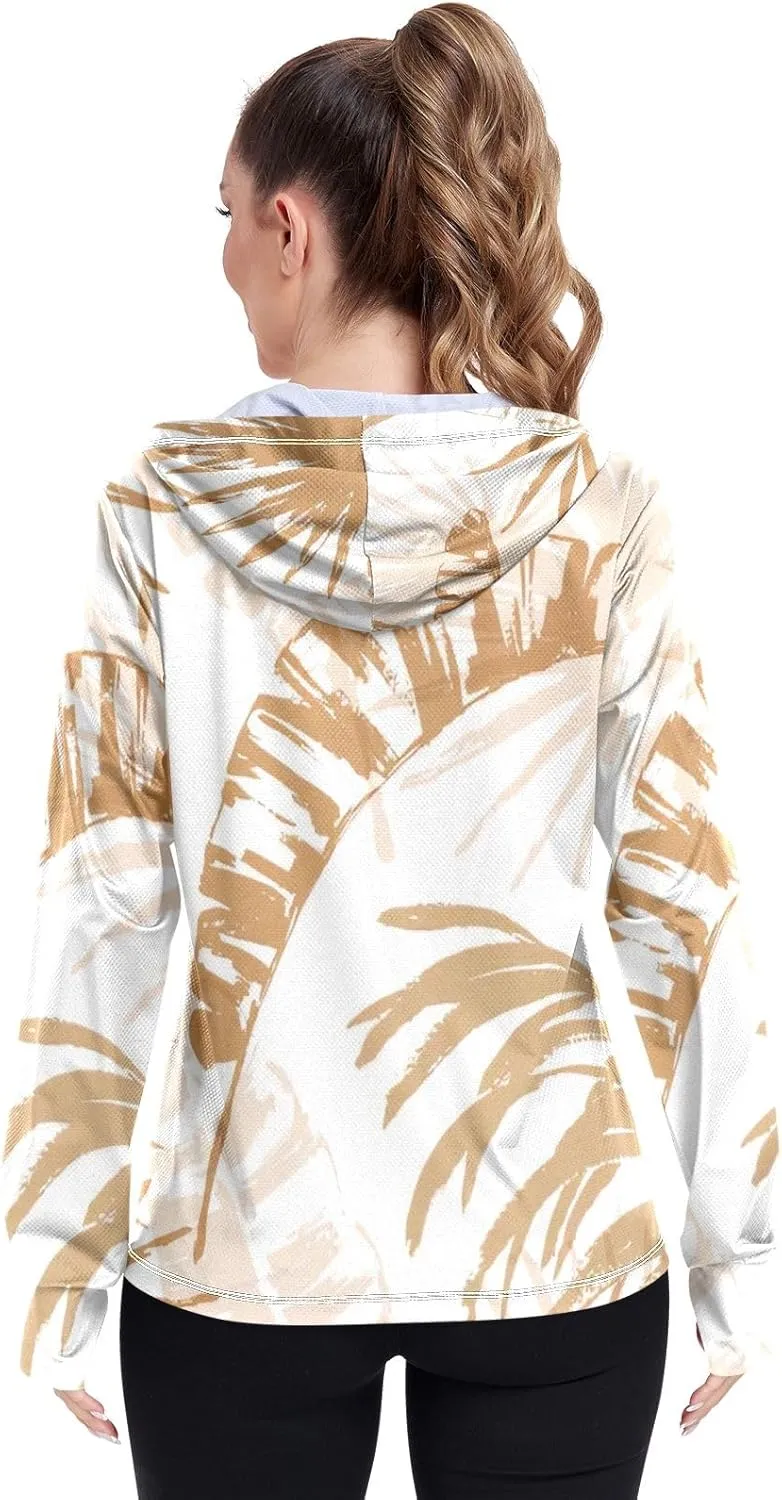 GAIGEO Exotic Leaves Collage Women Jacket Lightweight UPF 50  Upf Clothing Women with Zip Pockets, XXL