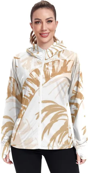 GAIGEO Exotic Leaves Collage Women Jacket Lightweight UPF 50  Upf Clothing Women with Zip Pockets, XXL