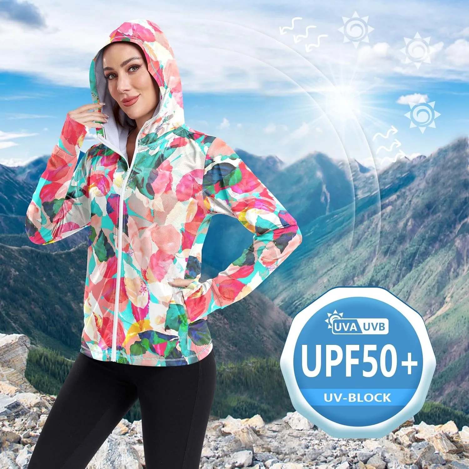 GAIGEO Exotic Tropical Plants Green Women Jacket Active UPF 50  Womens Summer Jackets, Secure Pockets, S