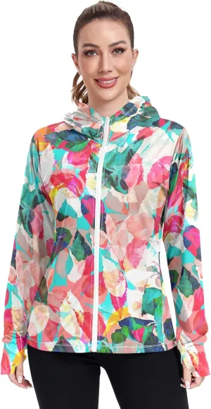 GAIGEO Exotic Tropical Plants Green Women Jacket Active UPF 50  Womens Summer Jackets, Secure Pockets, S