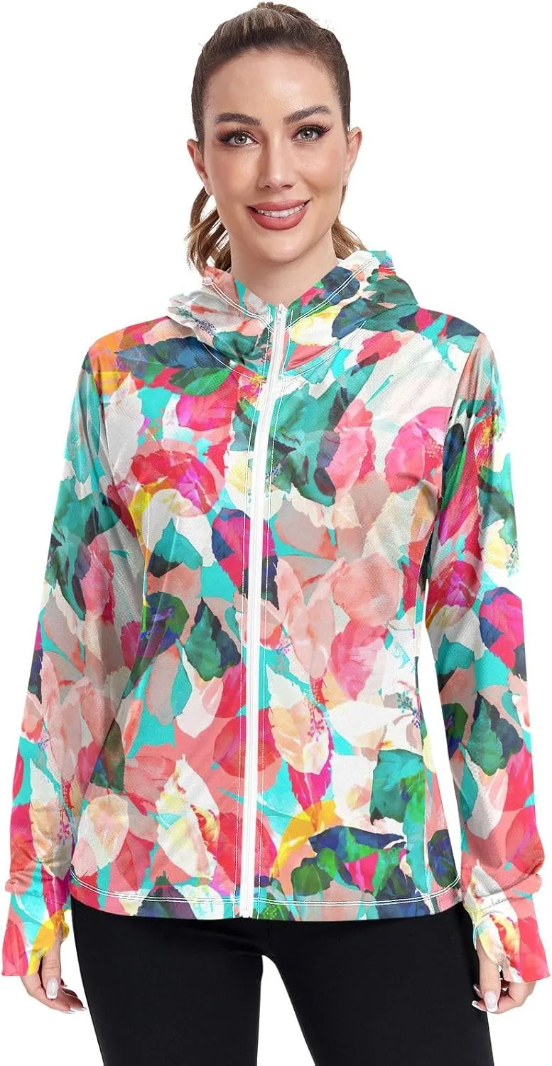 GAIGEO Exotic Tropical Plants Green Women Jacket Active UPF 50  Womens Summer Jackets, Secure Pockets, S