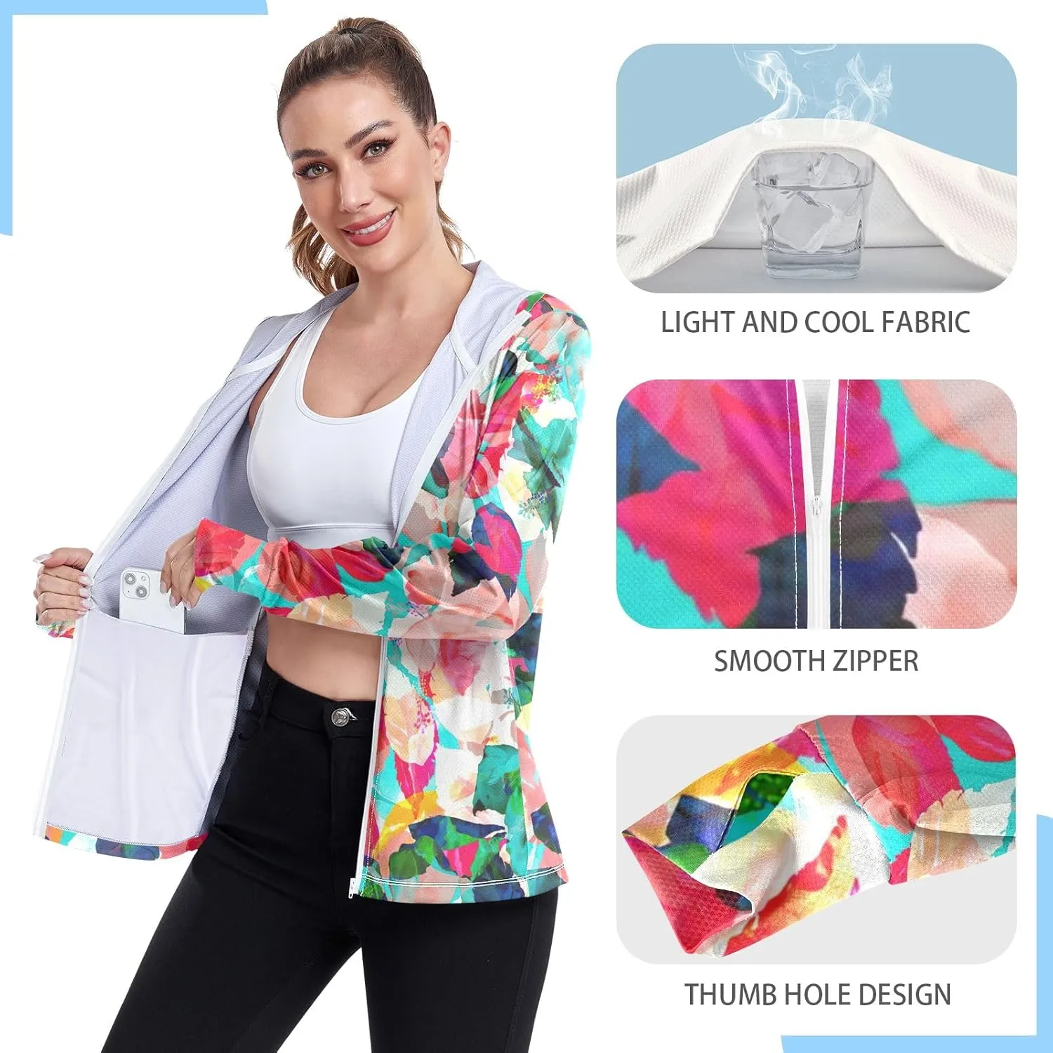 GAIGEO Exotic Tropical Plants Green Women Jacket Active UPF 50  Womens Summer Jackets, Secure Pockets, S