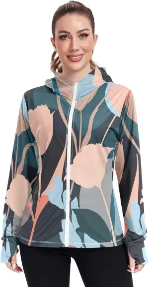 GAIGEO Fried Egg Yellow Women Jacket UPF 50  Women Uv Protection Clothing Thumb Holes Neck Protection, XXL