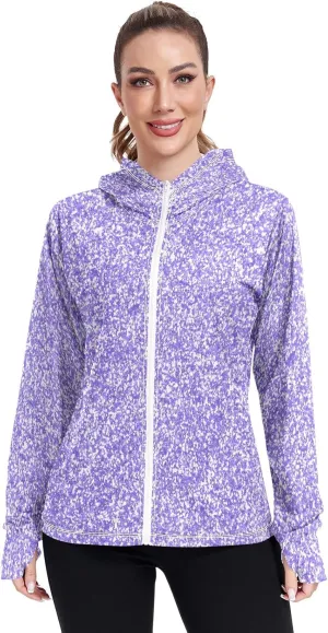 GAIGEO Girly Purple and Blue Ombre Women Jacket UPF 50  Lightweight Uv Protection Clothing Women, Breathable Fabric, S