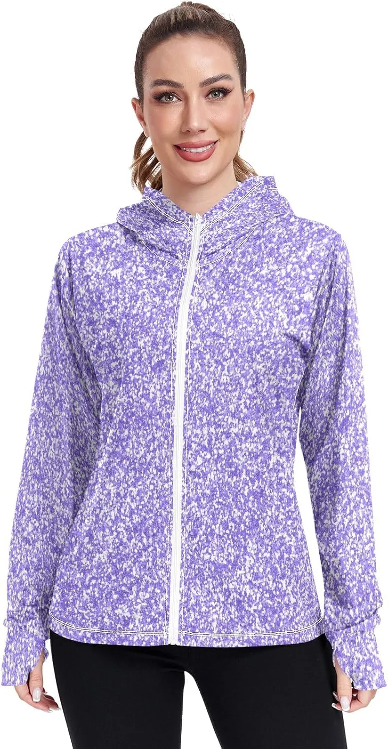 GAIGEO Girly Purple and Blue Ombre Women Jacket UPF 50  Lightweight Uv Protection Clothing Women, Breathable Fabric, S