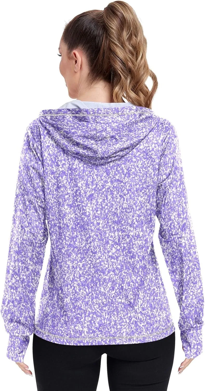 GAIGEO Girly Purple and Blue Ombre Women Jacket UPF 50  Lightweight Uv Protection Clothing Women, Breathable Fabric, S
