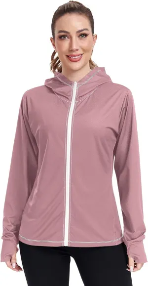GAIGEO Girly Purple and Blue Ombre Women Jacket UPF 50  Lightweight Uv Protection Clothing Women, Breathable Fabric, S