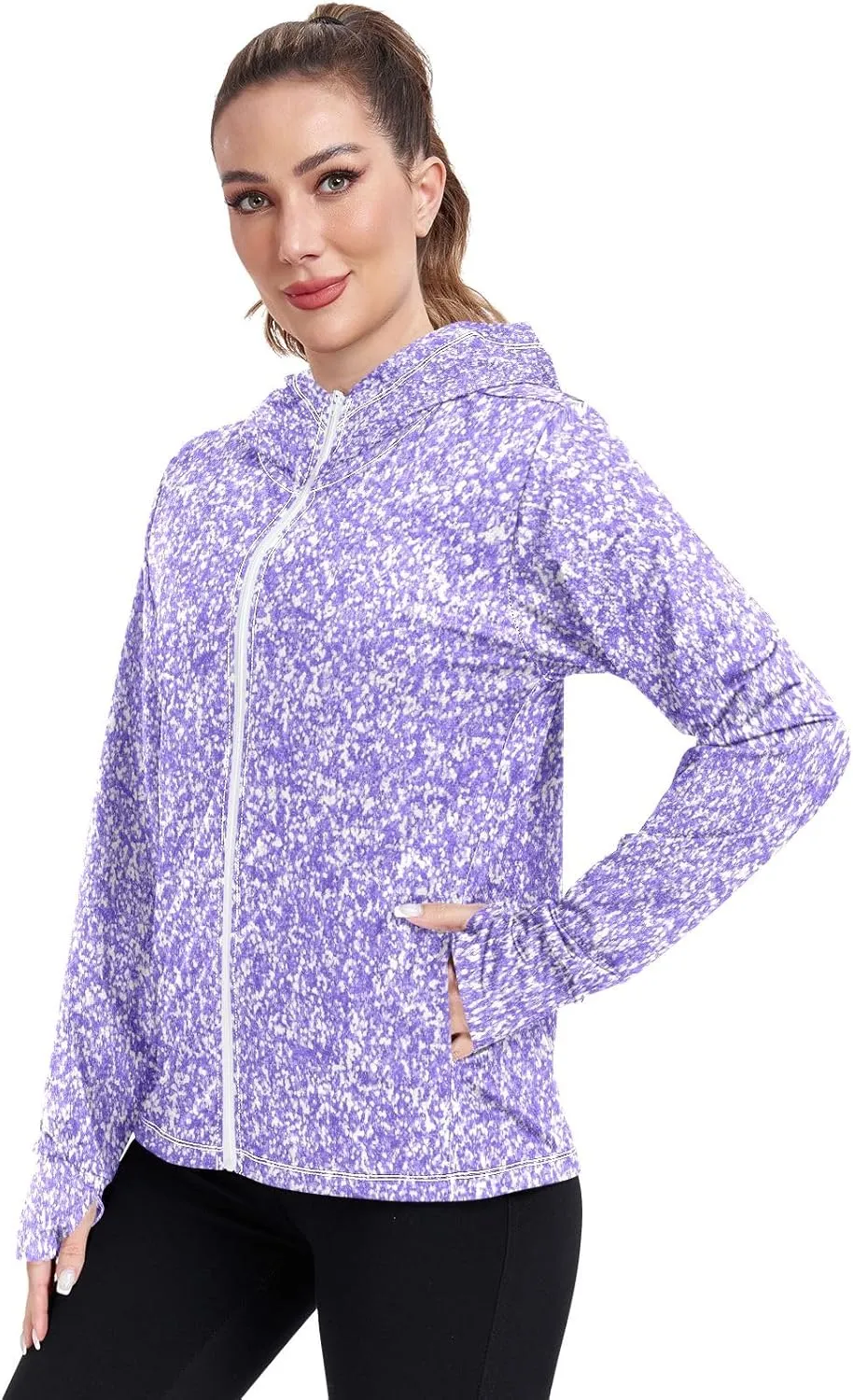 GAIGEO Girly Purple and Blue Ombre Women Jacket UPF 50  Lightweight Uv Protection Clothing Women, Breathable Fabric, S