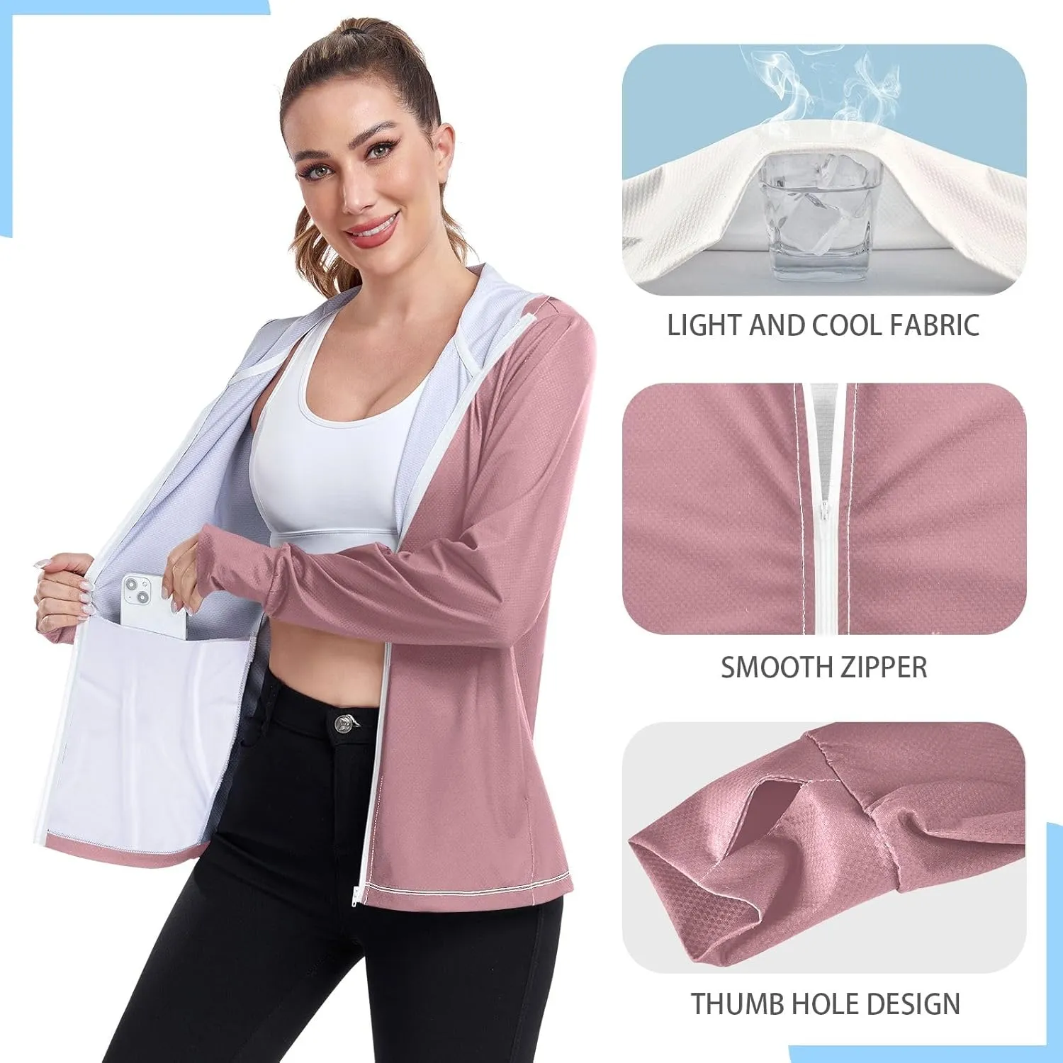 GAIGEO Girly Purple and Blue Ombre Women Jacket UPF 50  Lightweight Uv Protection Clothing Women, Breathable Fabric, S