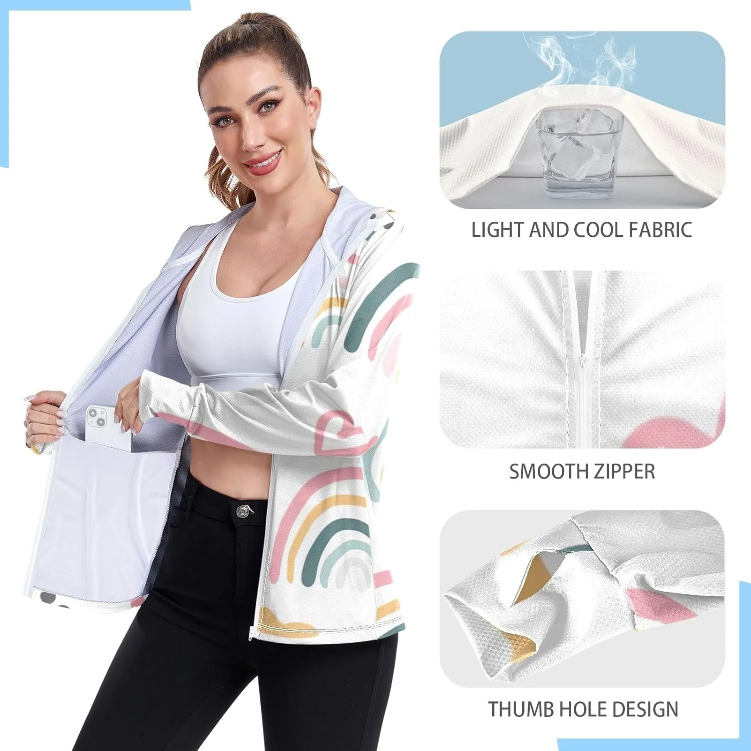GAIGEO Green Marble Lines Women Jacket UPF 50  Lightweight Womens Summer Jacket, Breathable Fabric, S