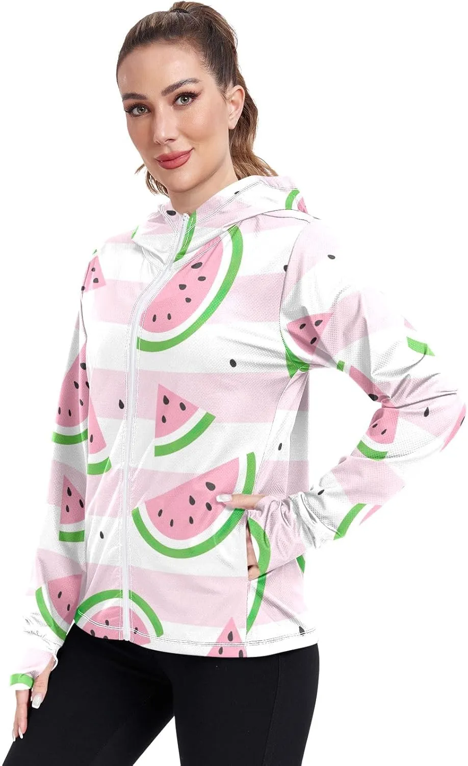 GAIGEO Tropic Leaves Neon Colors Women Jacket UPF 50  Summer Jacket Women, Cooling and Lightweight, S