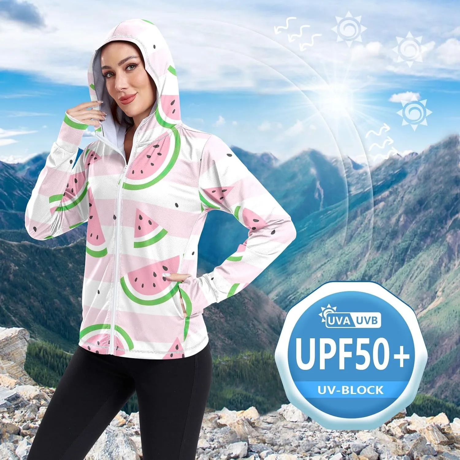 GAIGEO Tropic Leaves Neon Colors Women Jacket UPF 50  Summer Jacket Women, Cooling and Lightweight, S