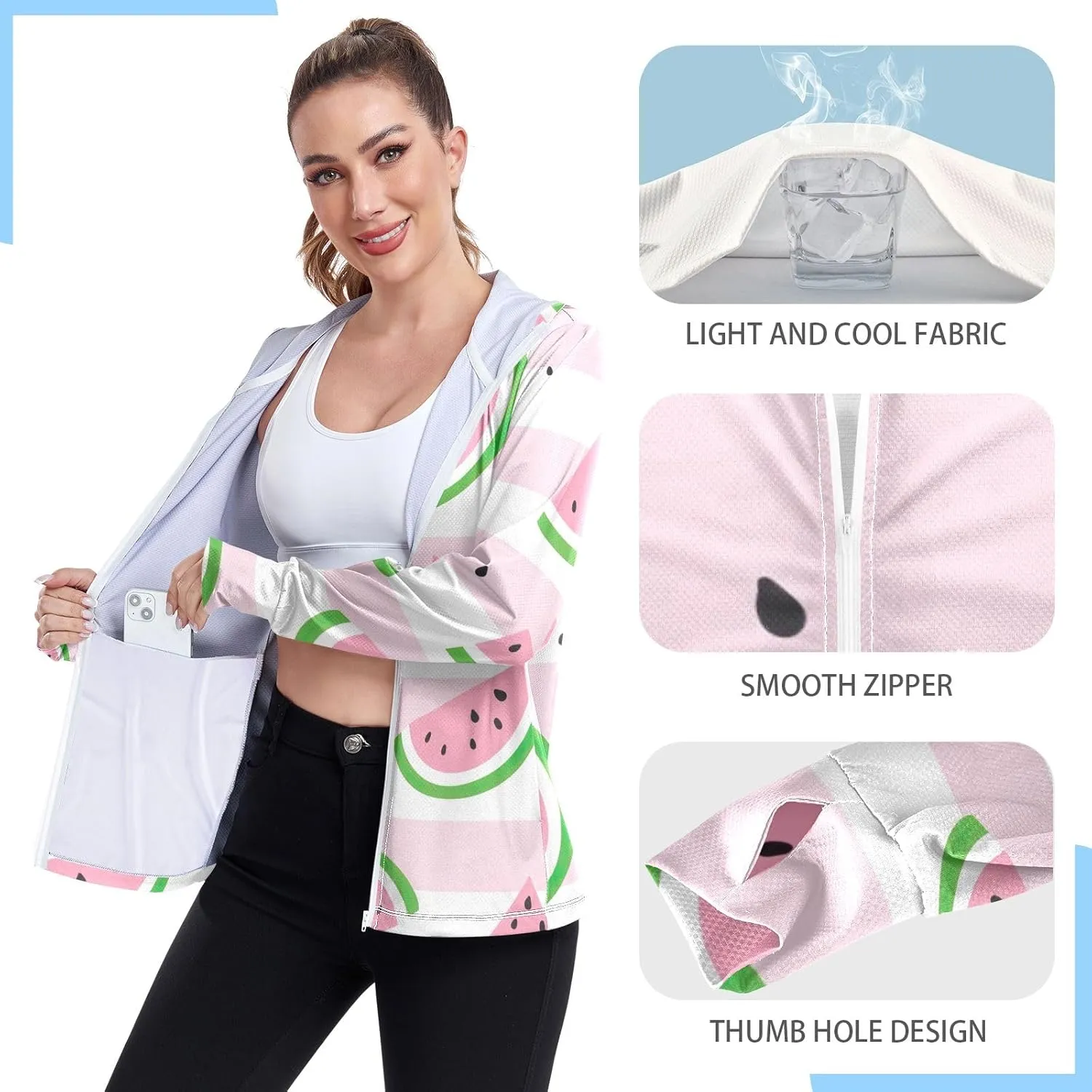 GAIGEO Tropic Leaves Neon Colors Women Jacket UPF 50  Summer Jacket Women, Cooling and Lightweight, S