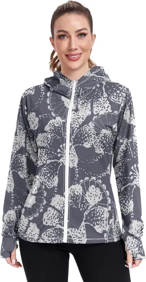 GAIGEO Tropical Palms Bushes White Women Jacket UPF 50  Summer Jackets for Women, Cooling and Lightweight, S