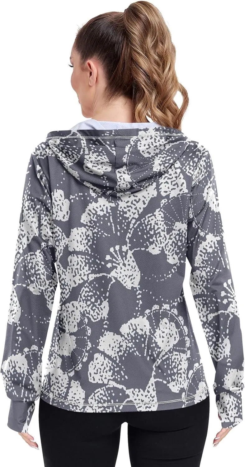 GAIGEO Tropical Palms Bushes White Women Jacket UPF 50  Summer Jackets for Women, Cooling and Lightweight, S