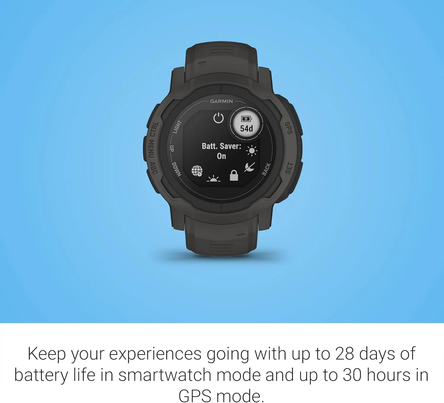 Garmin 010-02626-10 Instinct 2, Rugged Outdoor Watch with GPS, Built for All Elements, Multi-GNSS Support, Tracback Routing and More, graphite (Renewed)