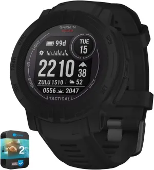 Garmin 010-02627-13 Instinct 2 Solar Smartwatch Tactical Edition Black Bundle with Premium 2YR CPS Enhanced Protection Pack
