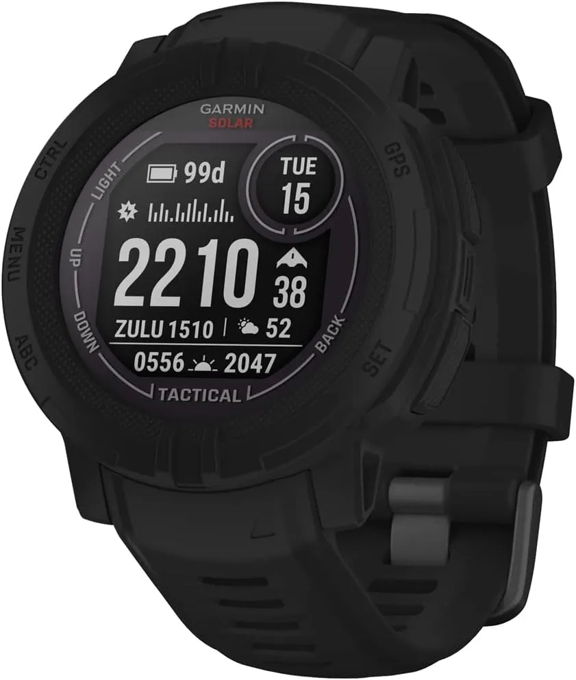 Garmin 010-02627-13 Instinct 2 Solar Smartwatch Tactical Edition Black Bundle with Premium 2YR CPS Enhanced Protection Pack