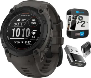 Garmin 010-02932-00 Instinct E 40mm Rugged Outdoor GPS Smartwatch 24/7 Health Monitor (Charcoal) Bundle with 2-Year CPS Protection Pack  Deco Essentials Converter Adapter Type C Adapter, Type-C USB C