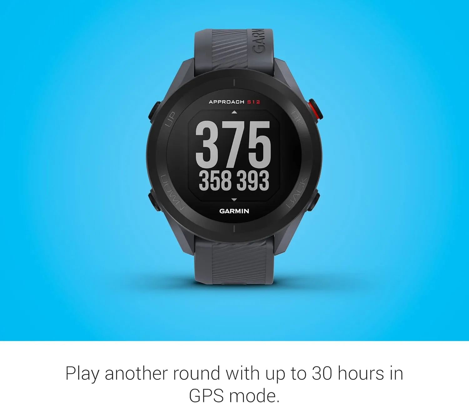 Garmin Approach S12 Golf Watch, Preloaded, 42k CourseView Maps, Scorekeeping Functionality, Uploads Scores to Garmin Golf App, Sunlight Readable Display - Signature Stand Power Bundle