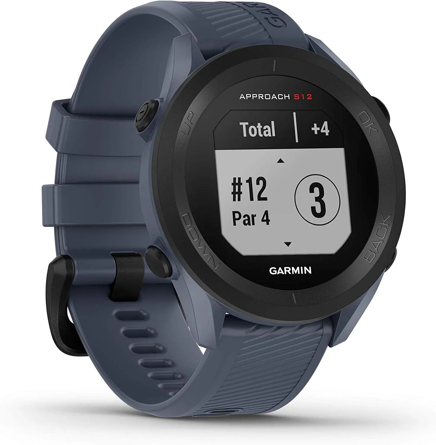 Garmin Approach S12 Golf Watch, Preloaded, 42k CourseView Maps, Scorekeeping Functionality, Uploads Scores to Garmin Golf App, Sunlight Readable Display - Signature Stand Power Bundle