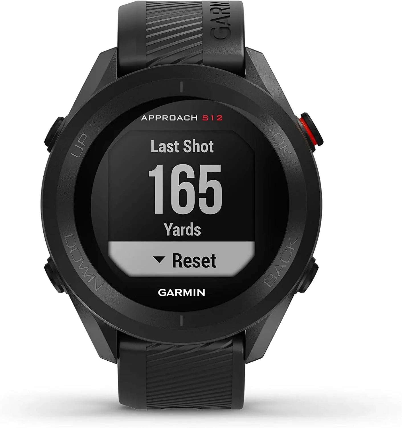 Garmin Approach S12 Golf Watch | Preloaded with 42k CourseView Maps | Scorekeeping Functionality | Uploads Scores to Garmin Golf App | Sunlight Readable Display with Signature Stand Power Bundle