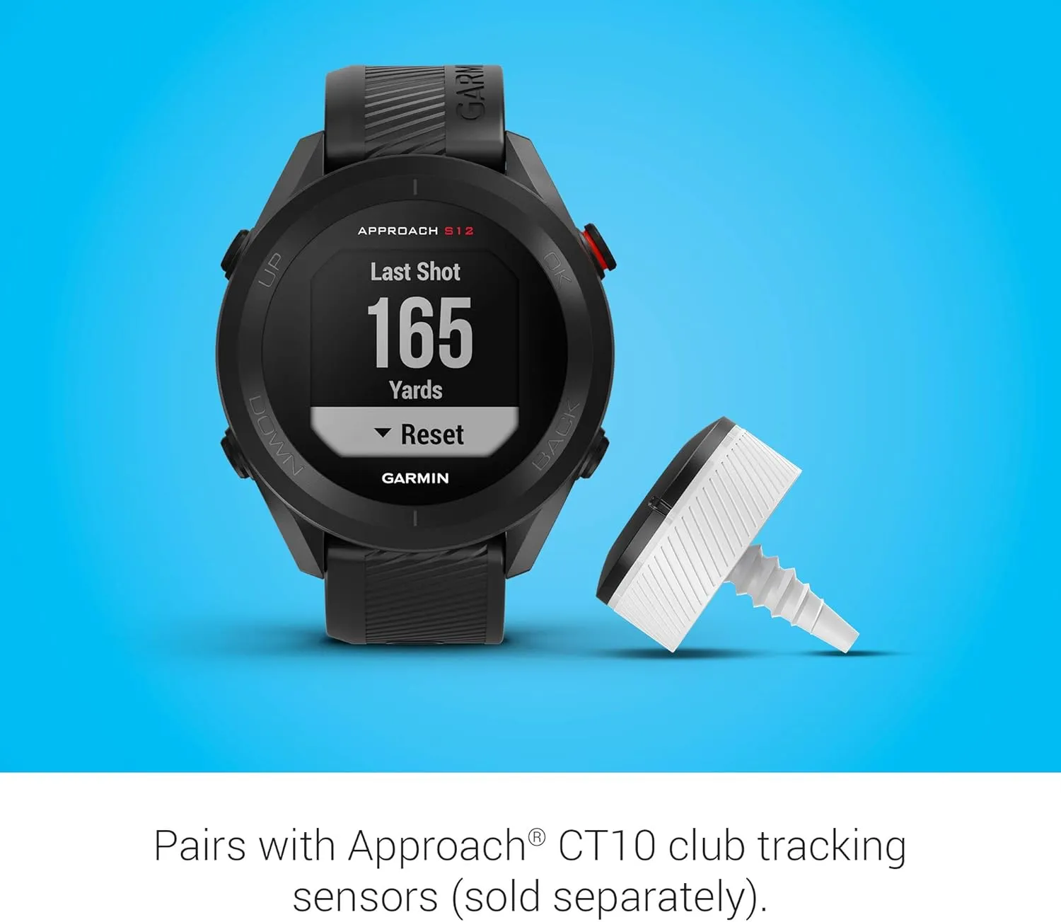 Garmin Approach S12 Golf Watch | Preloaded with 42k CourseView Maps | Scorekeeping Functionality | Uploads Scores to Garmin Golf App | Sunlight Readable Display with Signature Stand Power Bundle