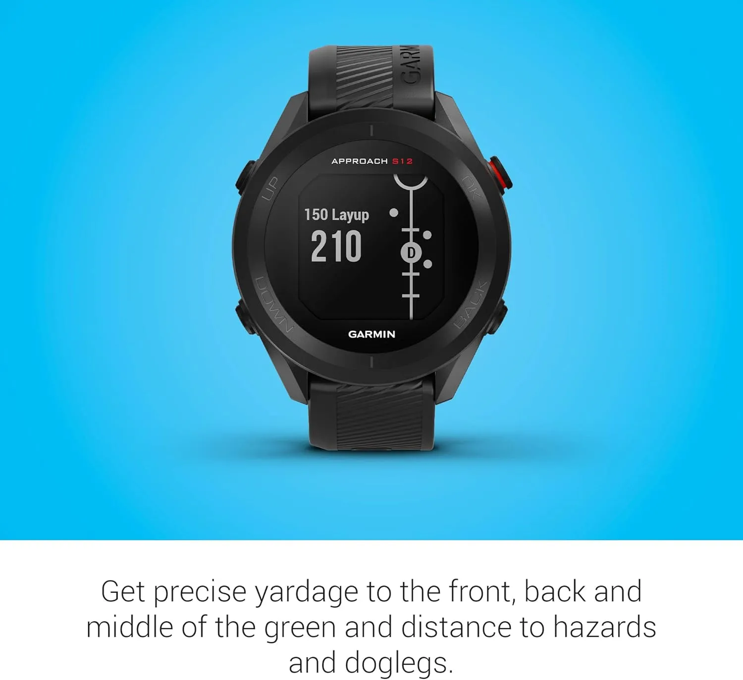Garmin Approach S12 Golf Watch | Preloaded with 42k CourseView Maps | Scorekeeping Functionality | Uploads Scores to Garmin Golf App | Sunlight Readable Display with Signature Stand Power Bundle