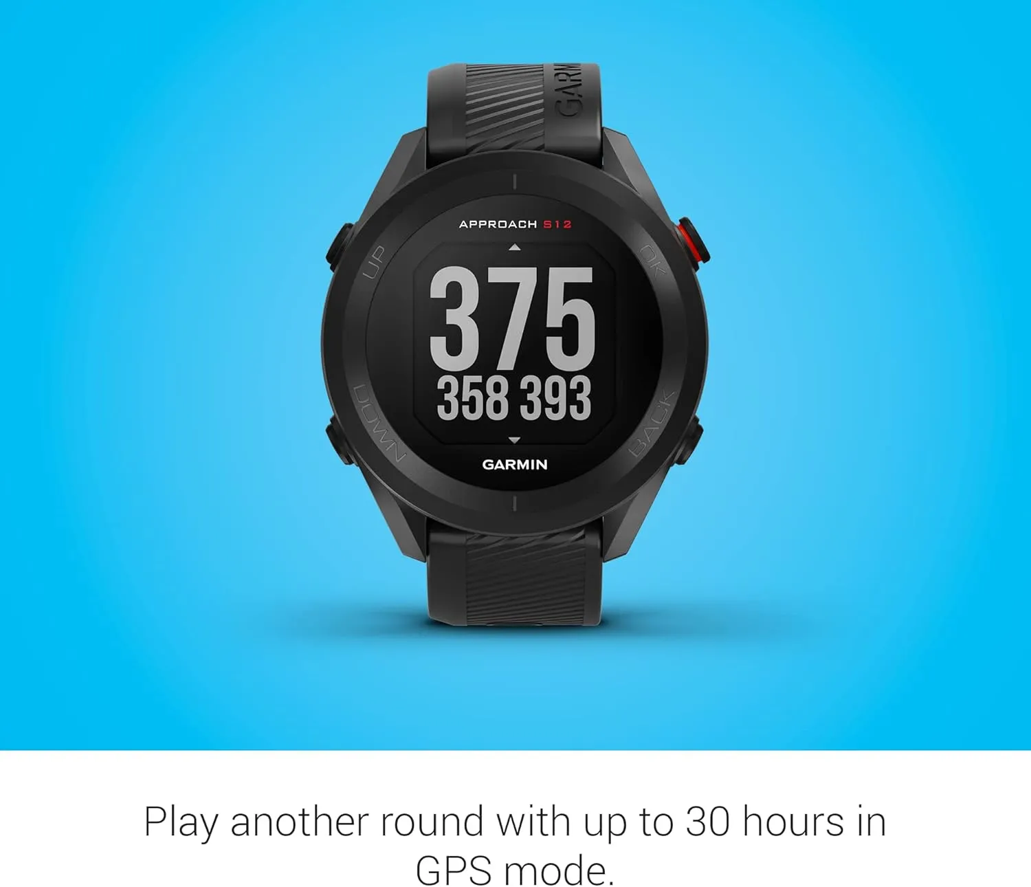 Garmin Approach S12 Golf Watch | Preloaded with 42k CourseView Maps | Scorekeeping Functionality | Uploads Scores to Garmin Golf App | Sunlight Readable Display with Signature Stand Power Bundle