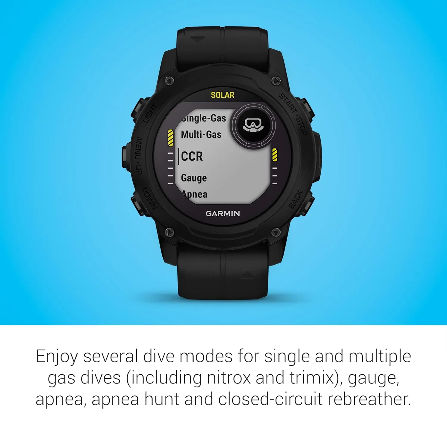 Garmin Descent™ G1 Solar, Rugged Dive Computer with Solar Charging Capabilities, Multiple Dive Modes, Activity Tracking, Black