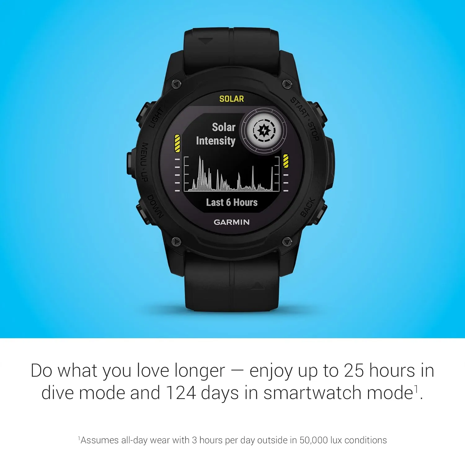 Garmin Descent™ G1 Solar, Rugged Dive Computer with Solar Charging Capabilities, Multiple Dive Modes, Activity Tracking, Black