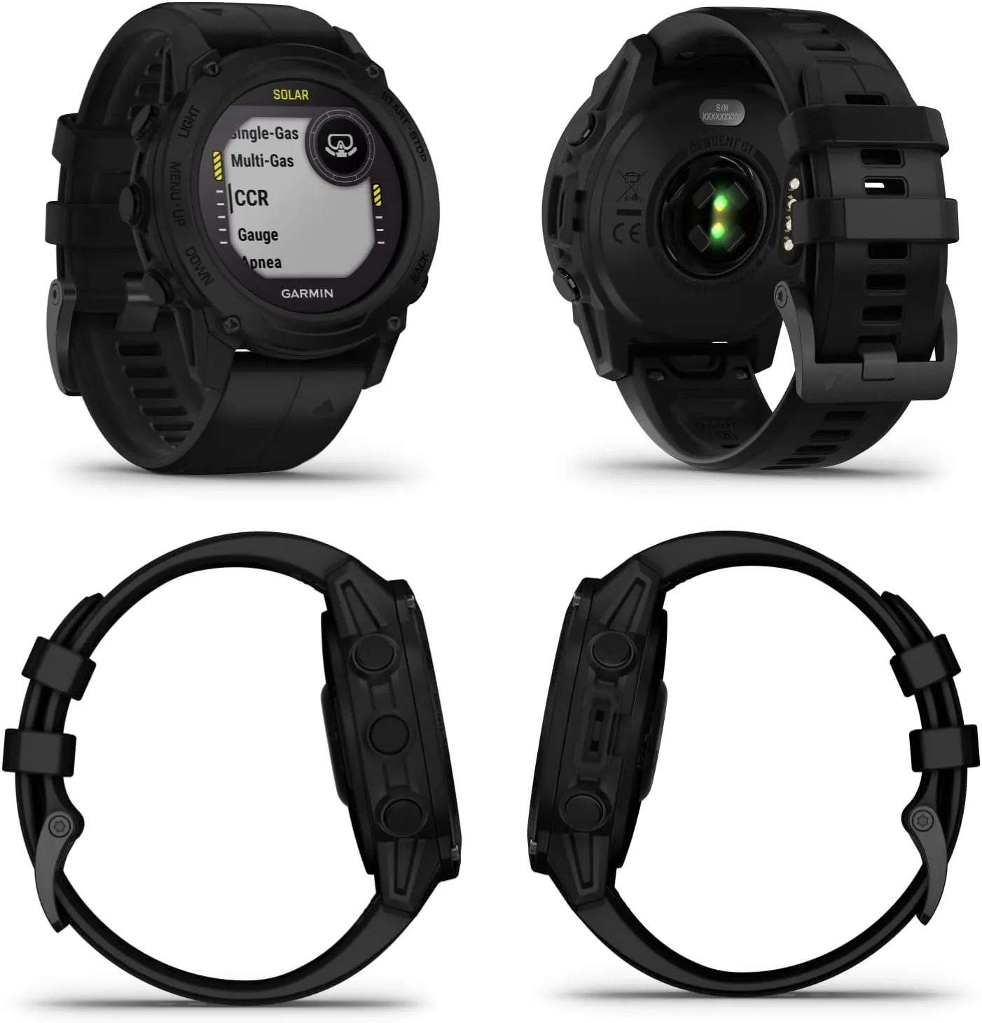 Garmin Descent G1 Solar Rugged Dive Computer with Solar Charging Capabilities, Multiple Dive Modes, Black with Wearable4U White Earbuds Bundle