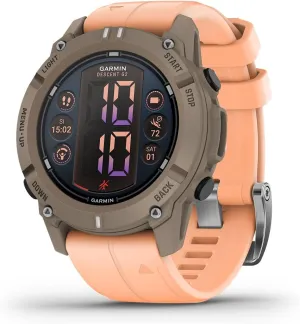 Garmin® Descent™ G2, Watch-Style Dive Computer, Bright AMOLED Display, Multiple Dive Modes, Health and Wellness Features, Paloma with Shell Pink Band