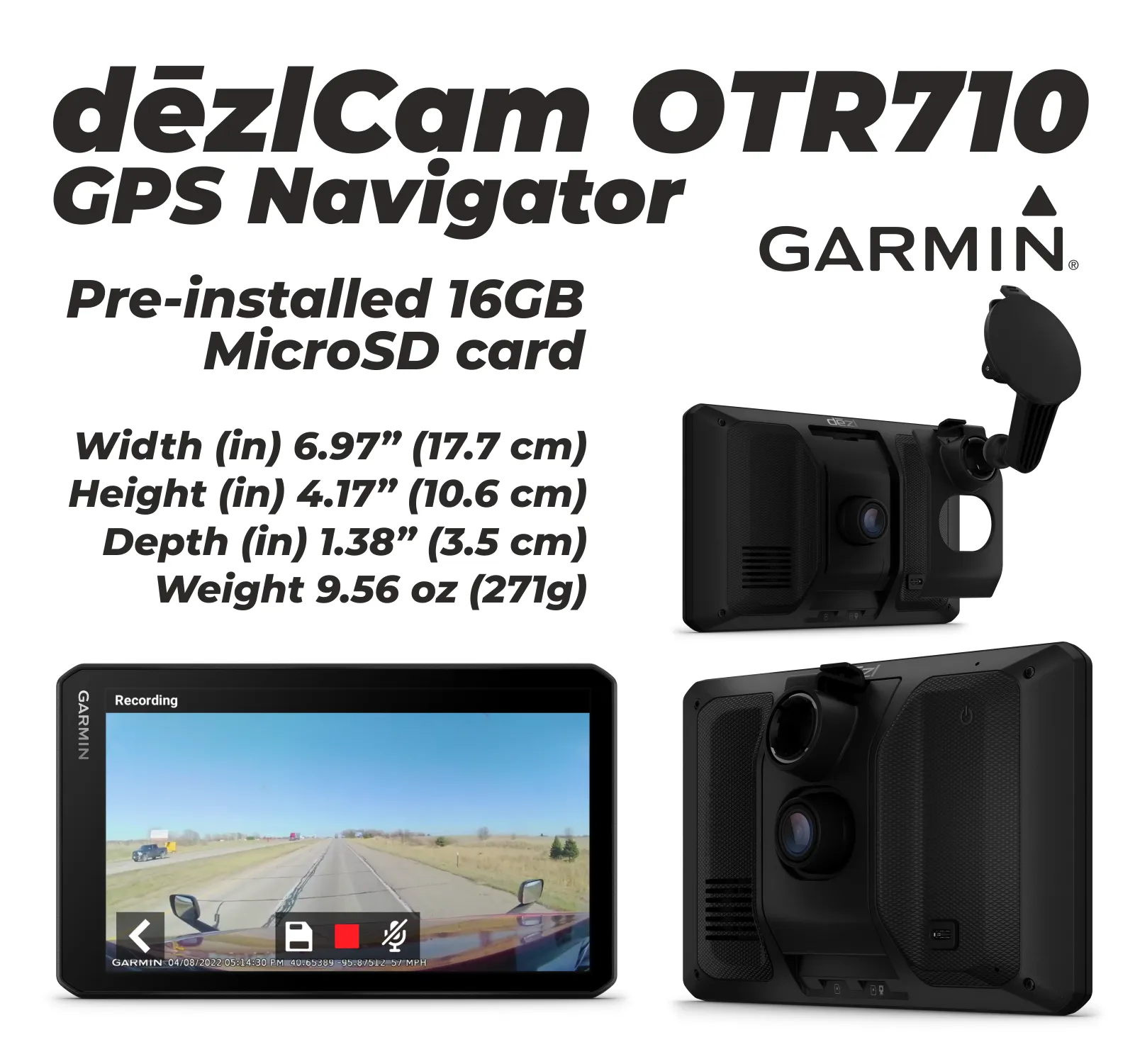 Garmin dezlCam OTR710 Trucking Navigator with Built-in DashCam, Automatic Incident Detection, Custom Truck Routing