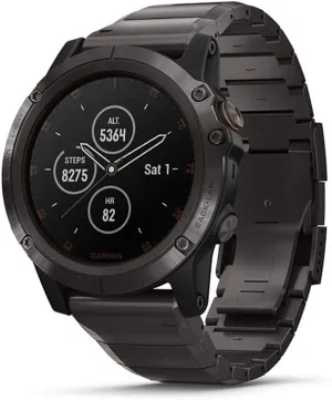 Garmin fenix 5X Plus, Ultimate Multisport GPS Smartwatch, Features Color Topo Maps and Pulse Ox, Heart Rate Monitoring, Music and Contactless Payment, Gray with Titanium Band