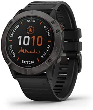 Garmin Fenix 6S Pro, Premium Multisport GPS Watch, Smaller-Sized, features Mapping, Music, Grade-Adjusted Pace Guidance and Pulse Ox Sensors, Black (Renewed)