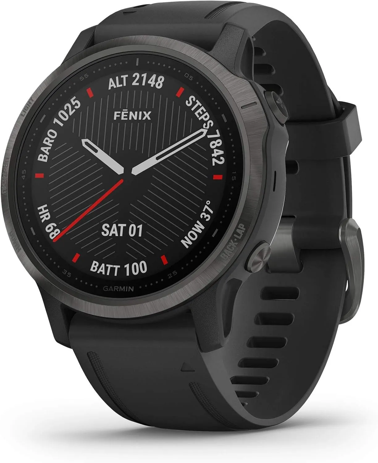 Garmin Fenix 6S Sapphire, Premium Multisport GPS Watch, Smaller-Sized, Features Mapping, Music, Grade-Adjusted Pace Guidance and Pulse Ox Sensors, Black (Renewed)