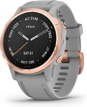 Garmin Fenix 6S Sapphire, Premium Multisport GPS Watch, Smaller-Sized, features Mapping, Music, Grade-Adjusted Pace Guidance and Pulse Ox Sensors, Rose Gold with Gray Band (Renewed)