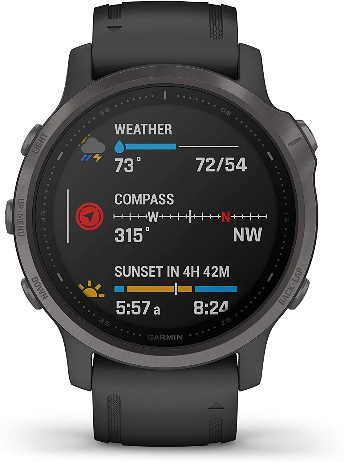 Garmin Fenix 6S Smaller-Sized Multisport GPS Watch with Ultimate Power Bundle (Sapphire/Carbon Gray DLC with Black Band)