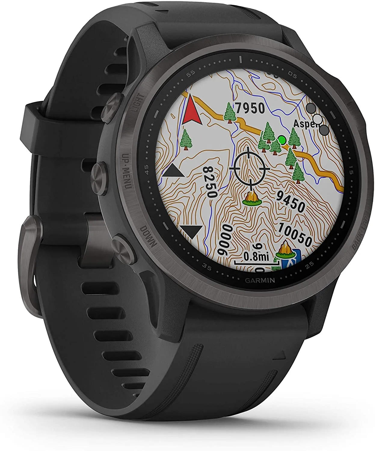 Garmin Fenix 6S Smaller-Sized Multisport GPS Watch with Ultimate Power Bundle (Sapphire/Carbon Gray DLC with Black Band)