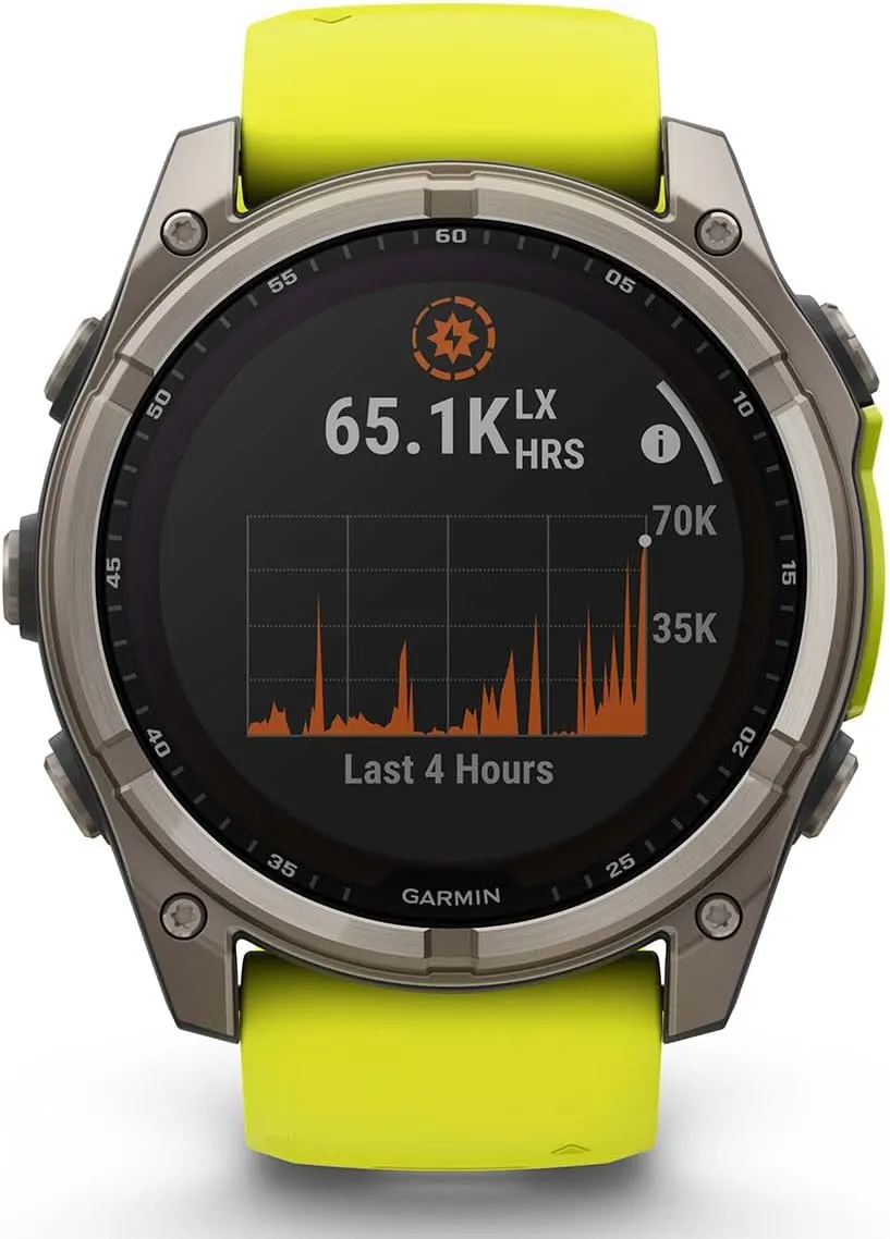 Garmin Fenix 8 Solar Sapphire (51mm, Titanium/Amp Yellow) Multisport GPS Smartwatch Bundle - 1.4” Touchscreen, Built-in LED Flashlight with PlayBetter Wireless Running Earbuds