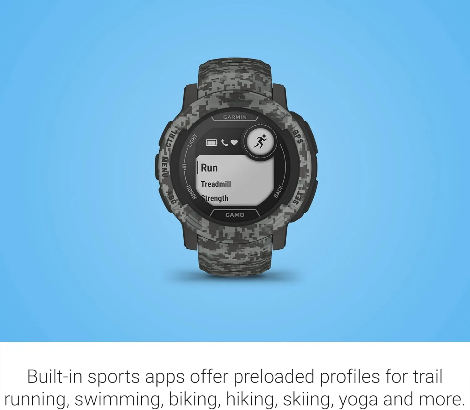 Garmin Instinct 2, Camo-Edition, GPS Outdoor Watch, Multi-GNSS Support, Tracback Routing, Graphite Camo (Renewed), 45 MM