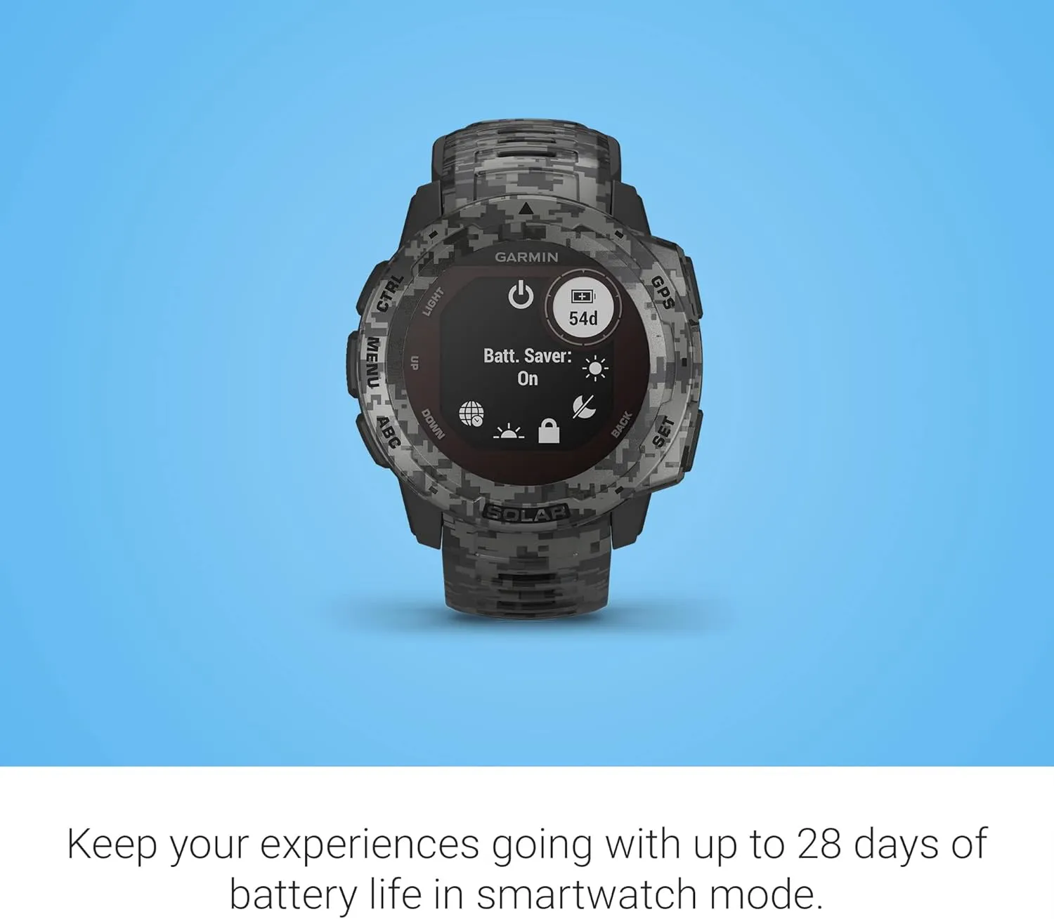 Garmin Instinct 2, Camo-Edition, GPS Outdoor Watch, Multi-GNSS Support, Tracback Routing, Graphite Camo (Renewed), 45 MM