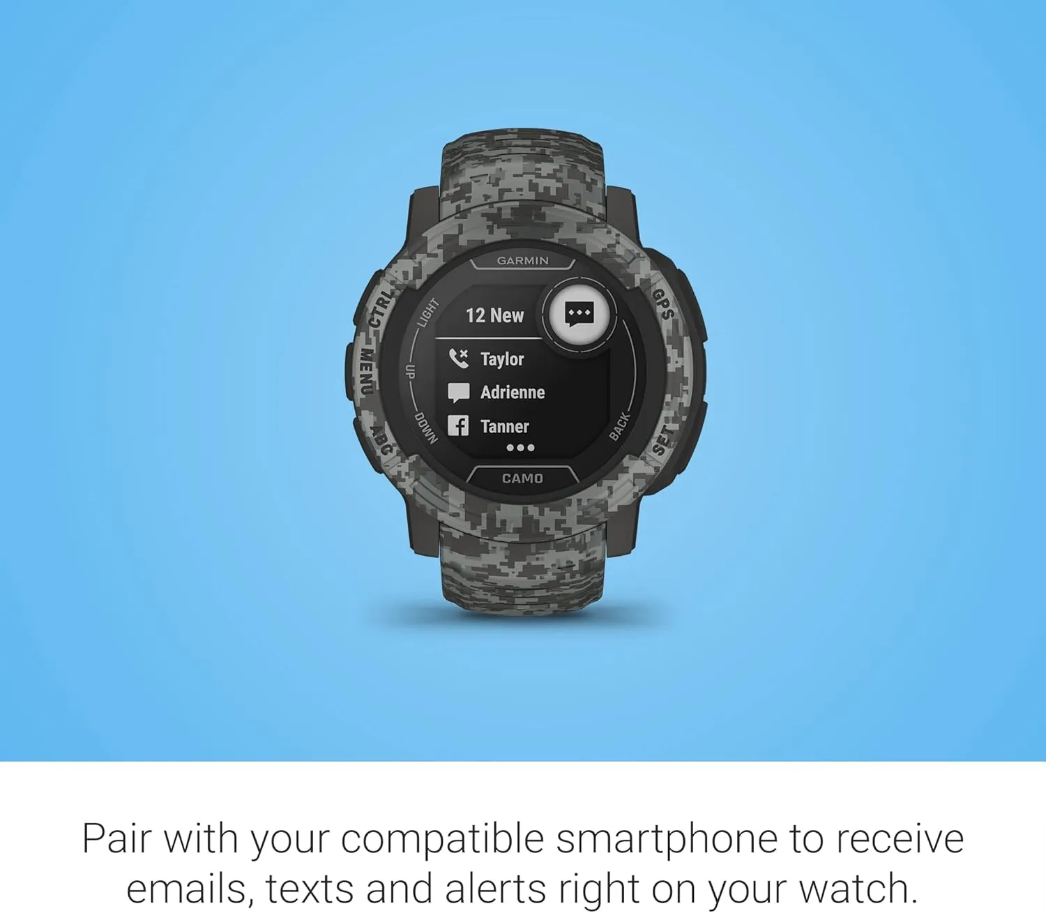 Garmin Instinct 2, Camo-Edition, GPS Outdoor Watch, Multi-GNSS Support, Tracback Routing, Graphite Camo (Renewed), 45 MM