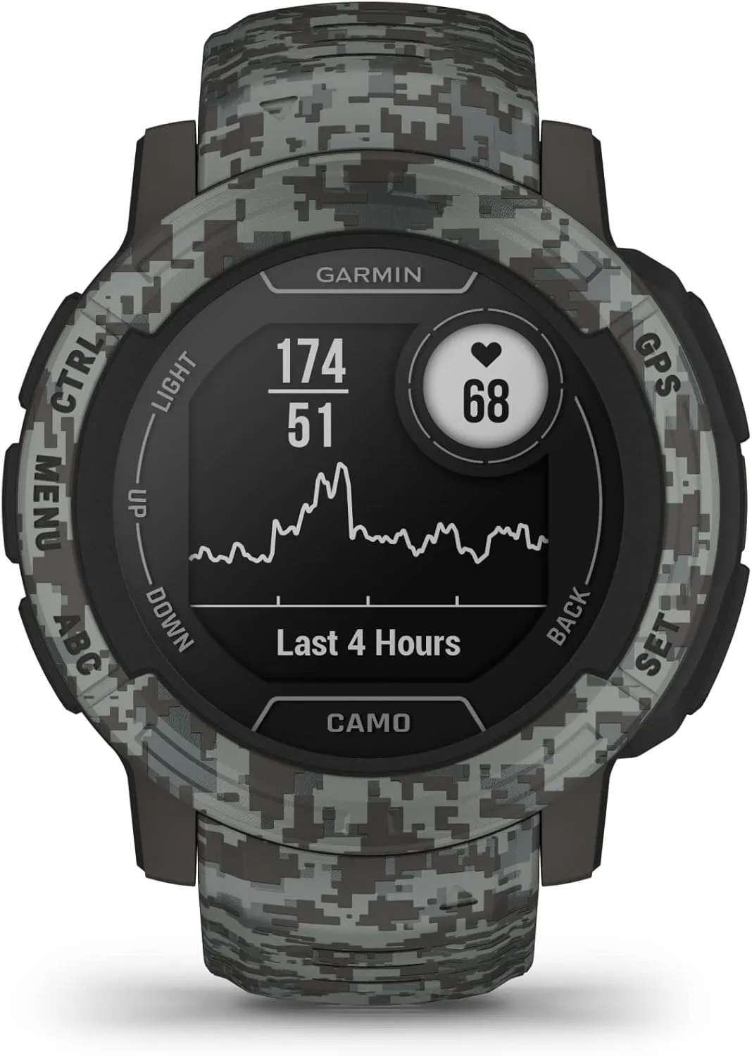 Garmin Instinct 2, Camo-Edition, GPS Outdoor Watch, Multi-GNSS Support, Tracback Routing, Graphite Camo (Renewed), 45 MM