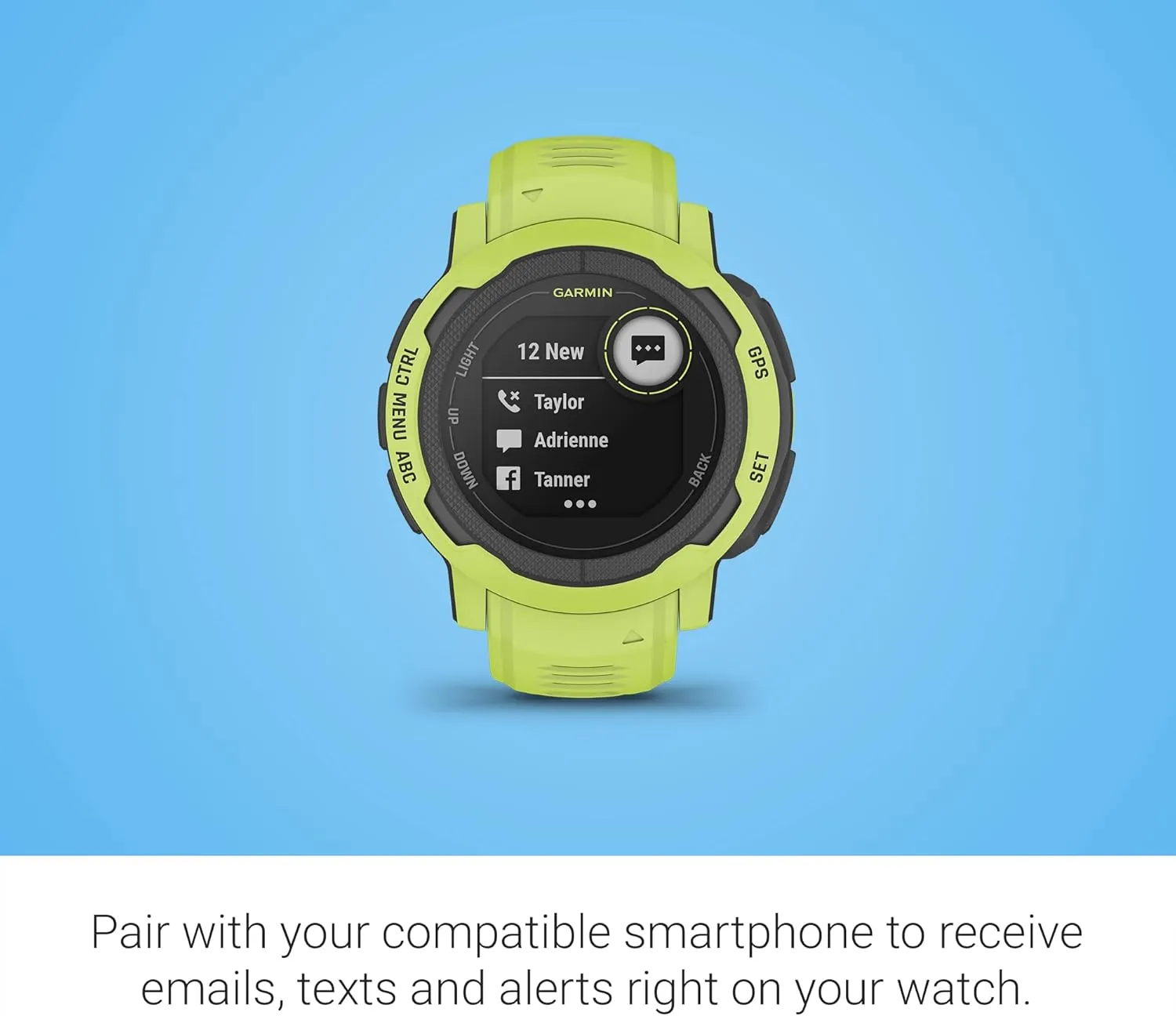Garmin Instinct 2, Rugged GPS Outdoor Watch, Multi-GNSS Support, Tracback Routing, Electric Lime