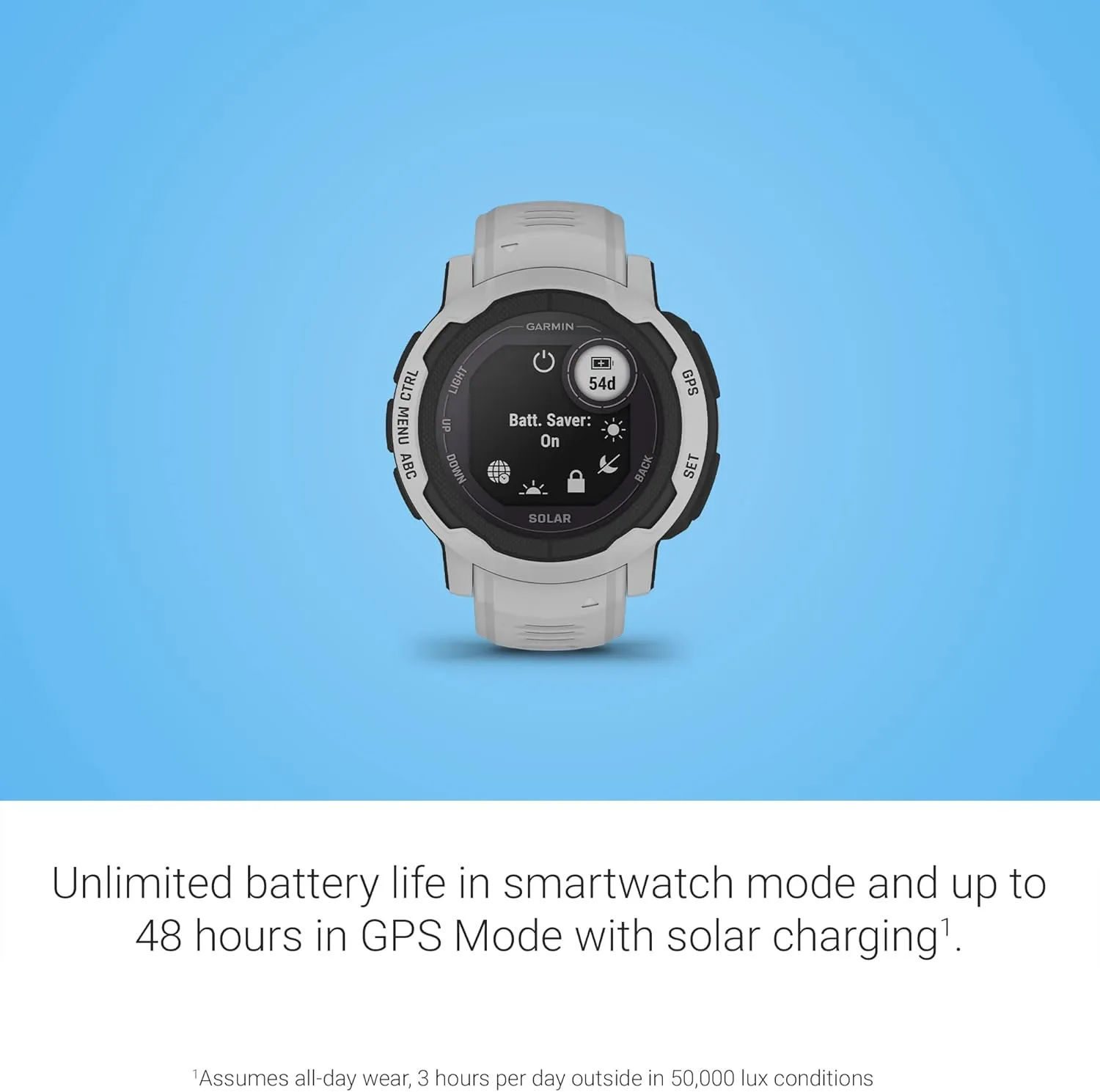 Garmin Instinct 2 Solar, GPS Outdoor Watch, Solar Charging Capabilities, Multi-GNSS Support, Tracbak Routing, Mist Gray (Renewed)